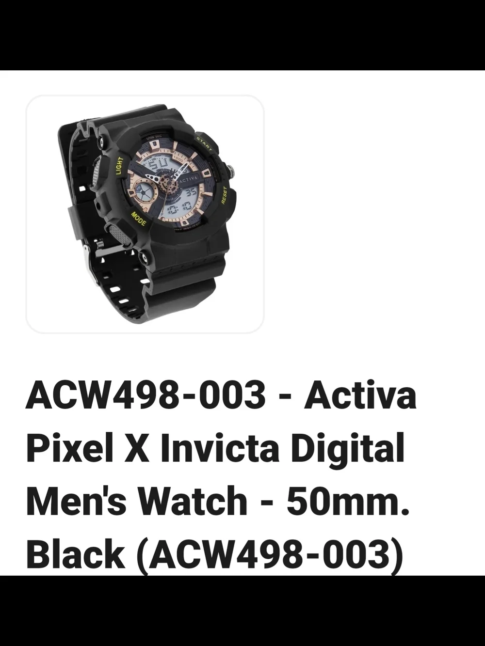 Invicta Black and Rose-Gold Digital Sport Watch
